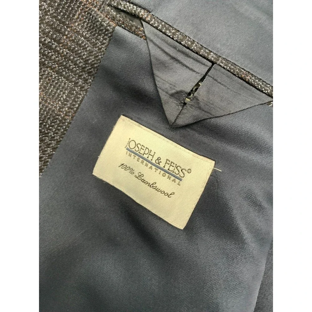 Joseph & Feiss Blazer Mens 43R Lambswool Tweed Glen Plaid Sportscoat Jacket